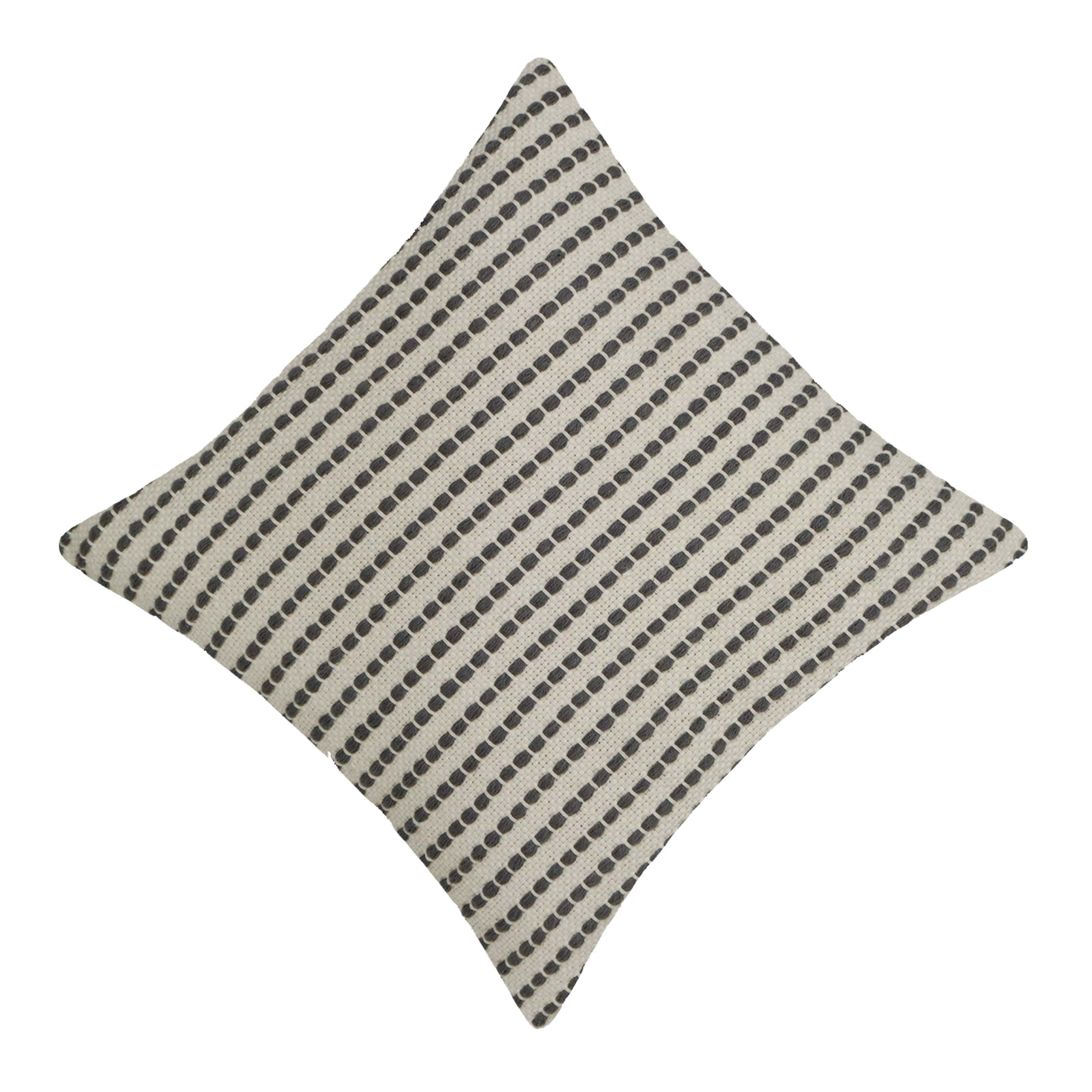 Handwoven Cotton Cushion Cover 45x45 cm | Black & Natural Woven Striped Throw Pillow Cover | Modern Farmhouse Decorative Cushion Cover | Hidden Zipper