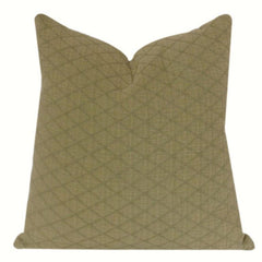 Olive Green Geometric Embroidered Cotton Cushion Cover | Textured Diamond Pattern | 18x18 Inch Decorative Pillow Case