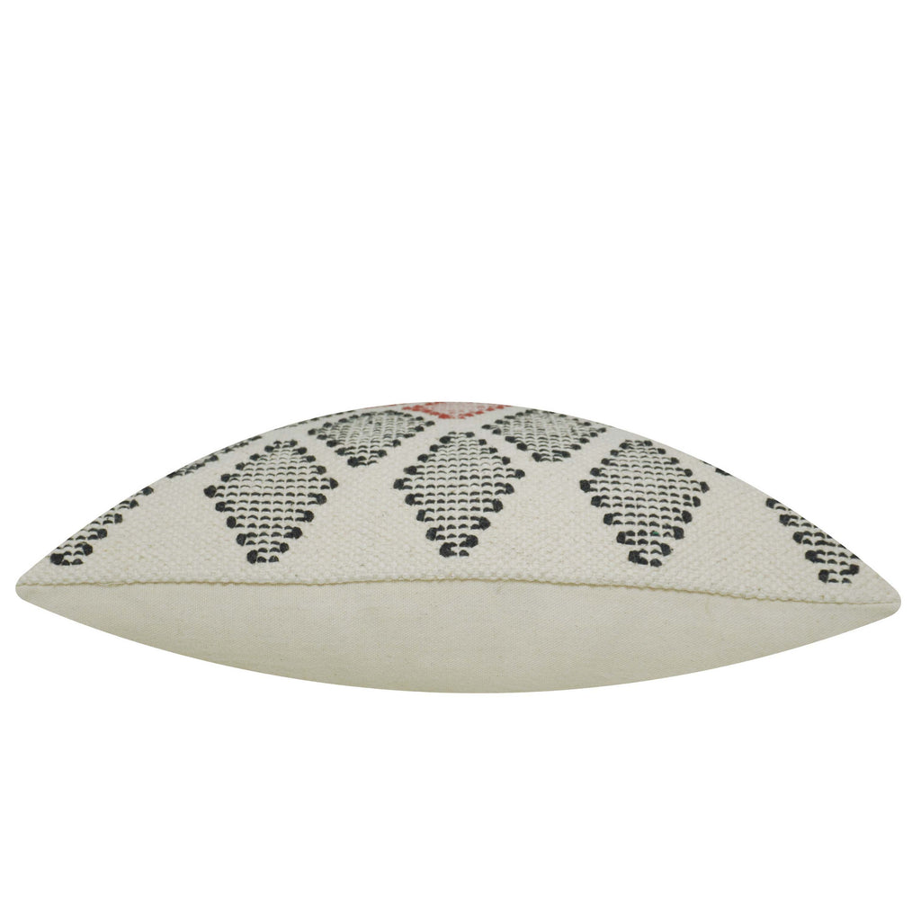 Handwoven Geometric Cushion Cover in Ivory, Black & Rust – 45 x 45 cm