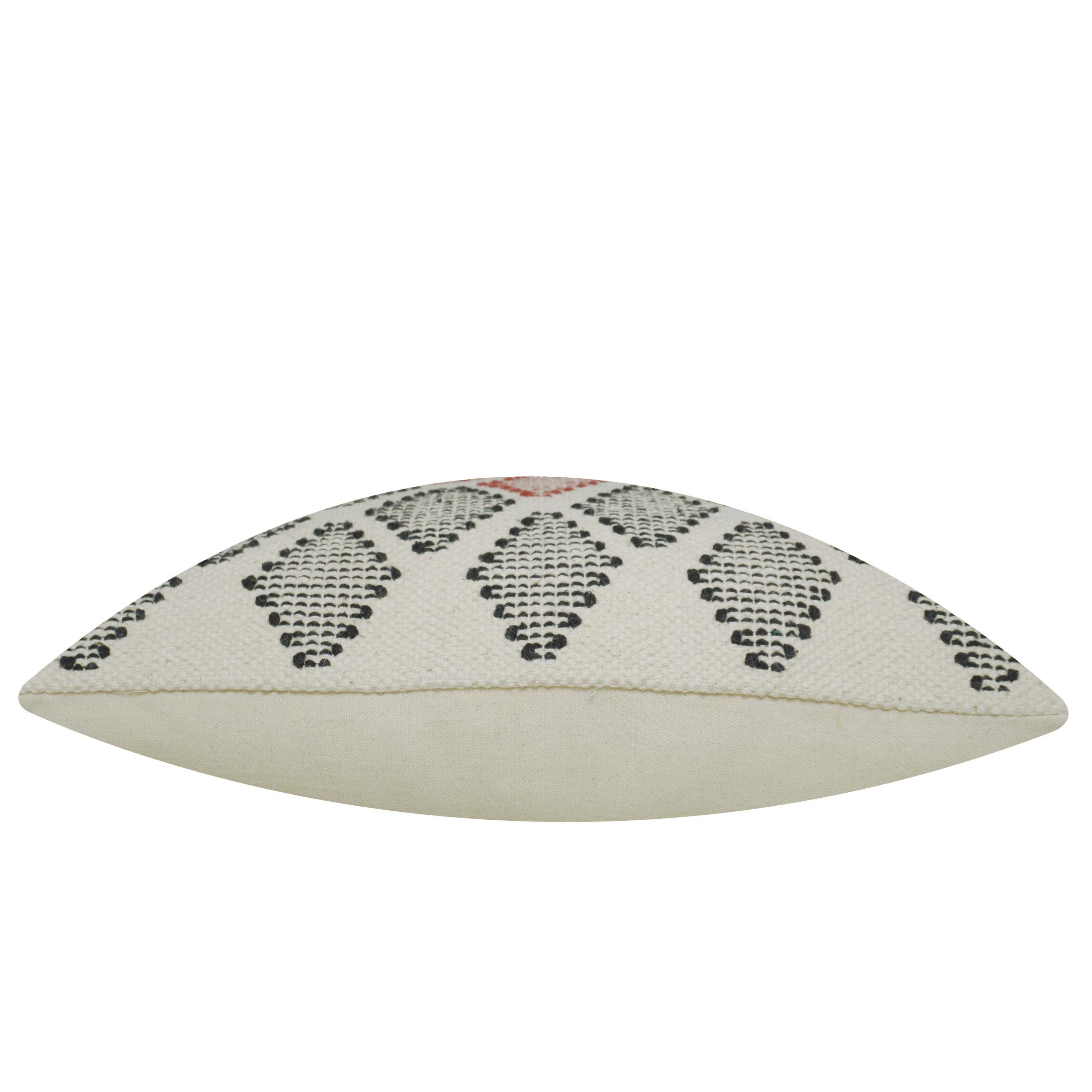 Handwoven Geometric Cushion Cover in Ivory, Black & Rust – 45 x 45 cm
