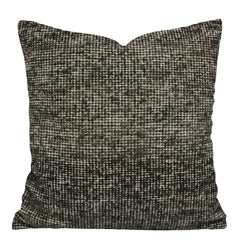 Handwoven Wool Cushion Cover – 45 x 45 cm | Textured Abstract Pattern | Black & Natural Tones