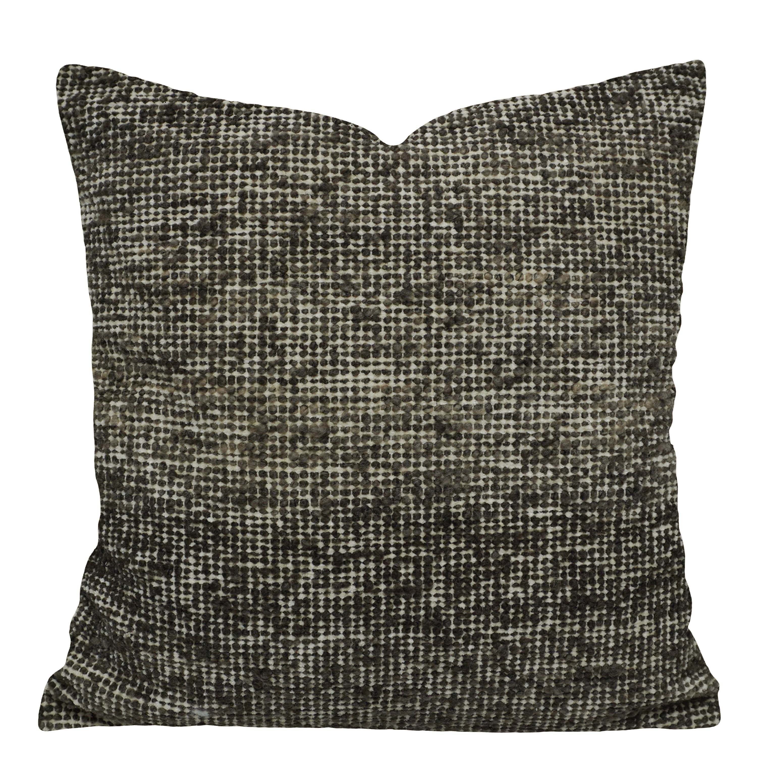 Handwoven Wool Cushion Cover – 45 x 45 cm | Textured Abstract Pattern | Black & Natural Tones
