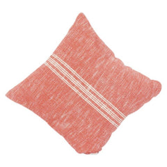Handwoven Cotton Cushion Cover with Minimal Stripe Design | Textured Coral Cushion | 18x18 Inch Decorative Pillow Cover