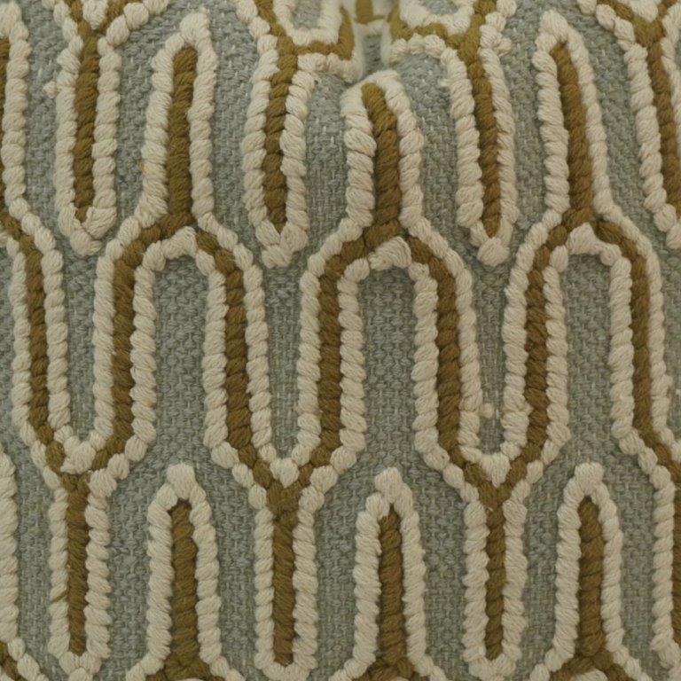 Handmade Geometric Embroidered Cotton Cushion Cover 45x45 cm | Textured Modern Throw Pillow Cover in Sage Green & Beige - Bulk manufacturer & supplier from Panipat, India