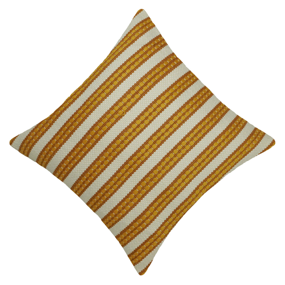 Handwoven Cotton Cushion Cover 45x45 cm | Mustard & Ivory Striped Textured Woven Cushion Cover | Decorative Boho Throw Pillow Cover with Concealed Zipper