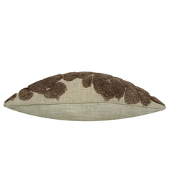 Handmade Tufted Cotton Cushion Cover 45x45 cm | Textured Abstract Floral Throw Pillow Cover | Hidden Zipper | Beige & Brown Decorative Cushion Cover
