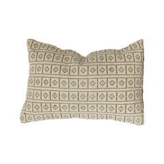 Handmade Cotton Cushion Cover 45x45 cm – Geometric Woven Pattern | Neutral Boho Décor Pillow