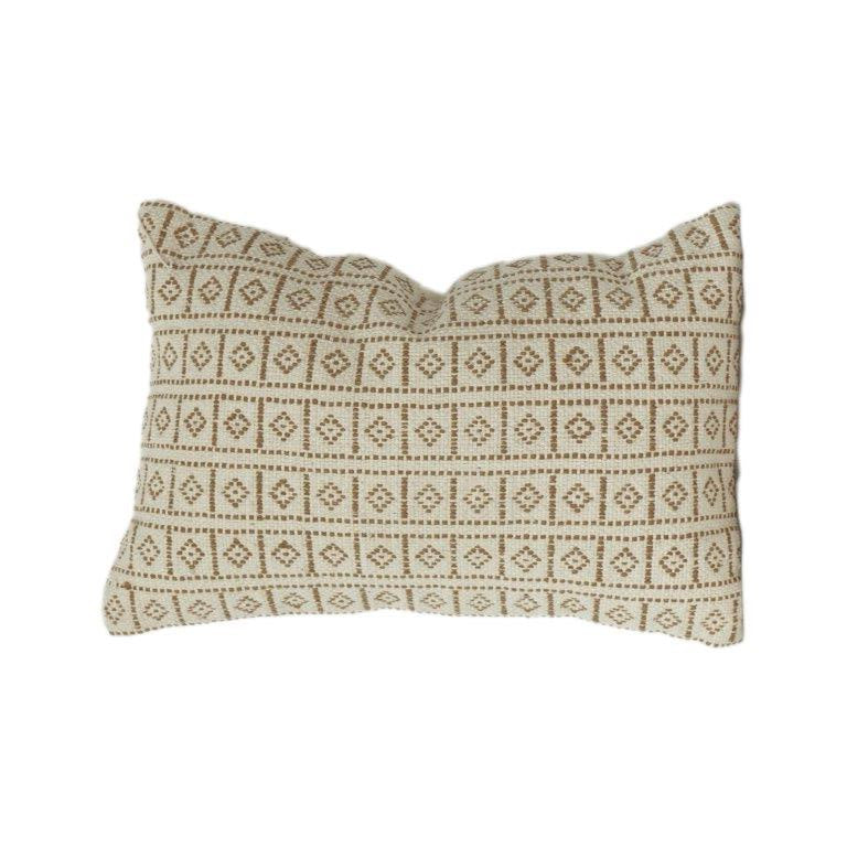Handmade Cotton Cushion Cover 45x45 cm – Geometric Woven Pattern | Neutral Boho Décor Pillow