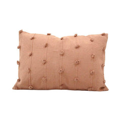 Handmade Textured Cotton Cushion Cover 35x50 cm | Blush Pink Tufted Boho Lumbar Pillow Cover