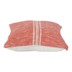 Handwoven Cotton Cushion Cover with Minimal Stripe Design | Textured Coral Cushion | 18x18 Inch Decorative Pillow Cover