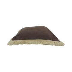 Rustic Brown Fringe Cotton Cushion Cover | Textured Linen Look Pillow Cover | 45 x 45 cm