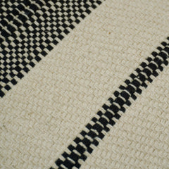 **Handwoven Ivory & Black Textured Striped Cotton Cushion Cover – 45 x 45 cm**