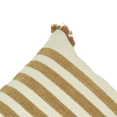 Handmade Striped Cotton Cushion Cover with Tassels – Beige & Ivory | 45x45 cm