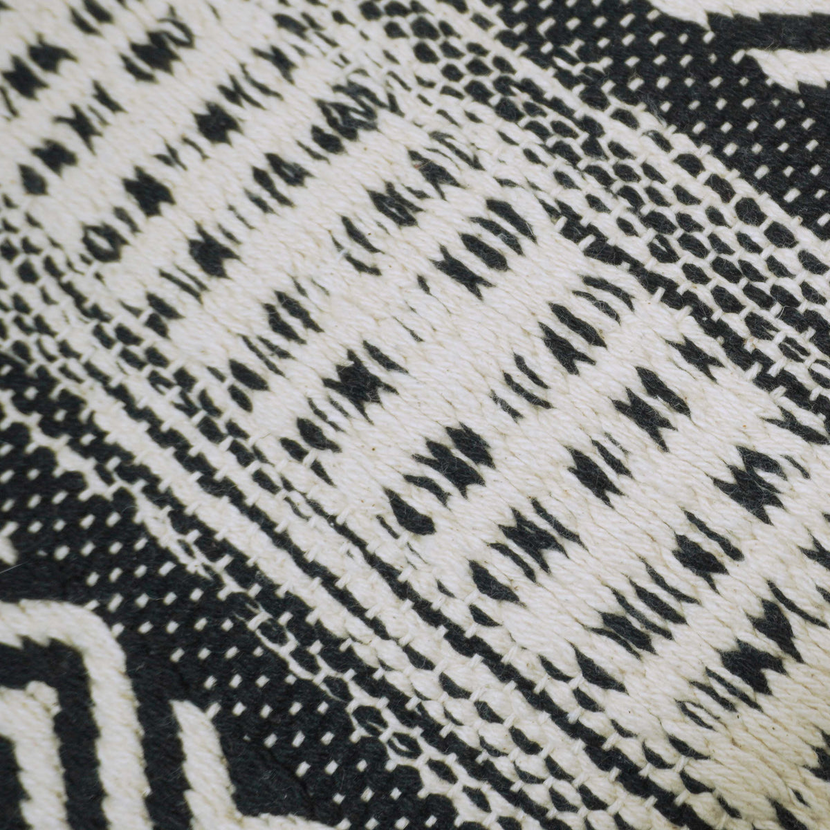 Handwoven Geometric Black & Cream Cushion Cover 45x45 cm | Tribal Pattern