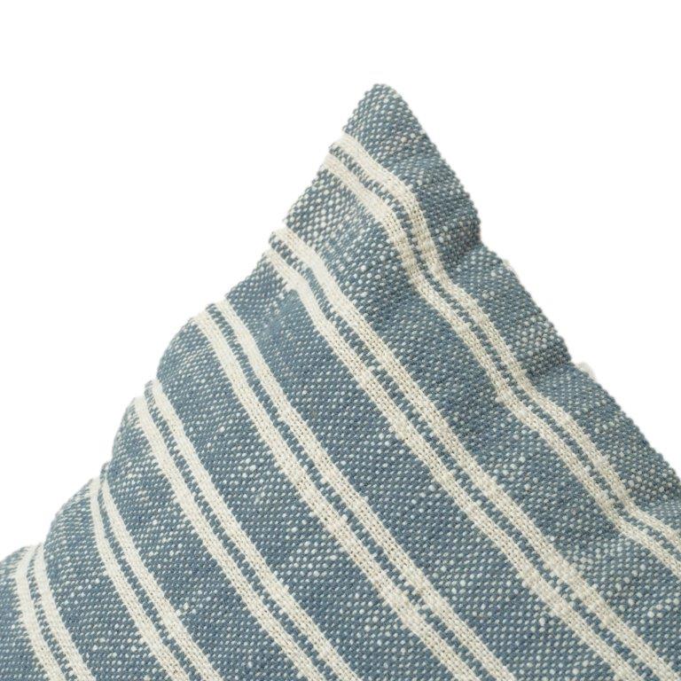 Handwoven Striped Cotton Cushion Cover 45x45 cm | Blue & White Textured Throw Pillow Cover | Modern Minimal Home Décor - Bulk manufacturer & supplier from Panipat, India