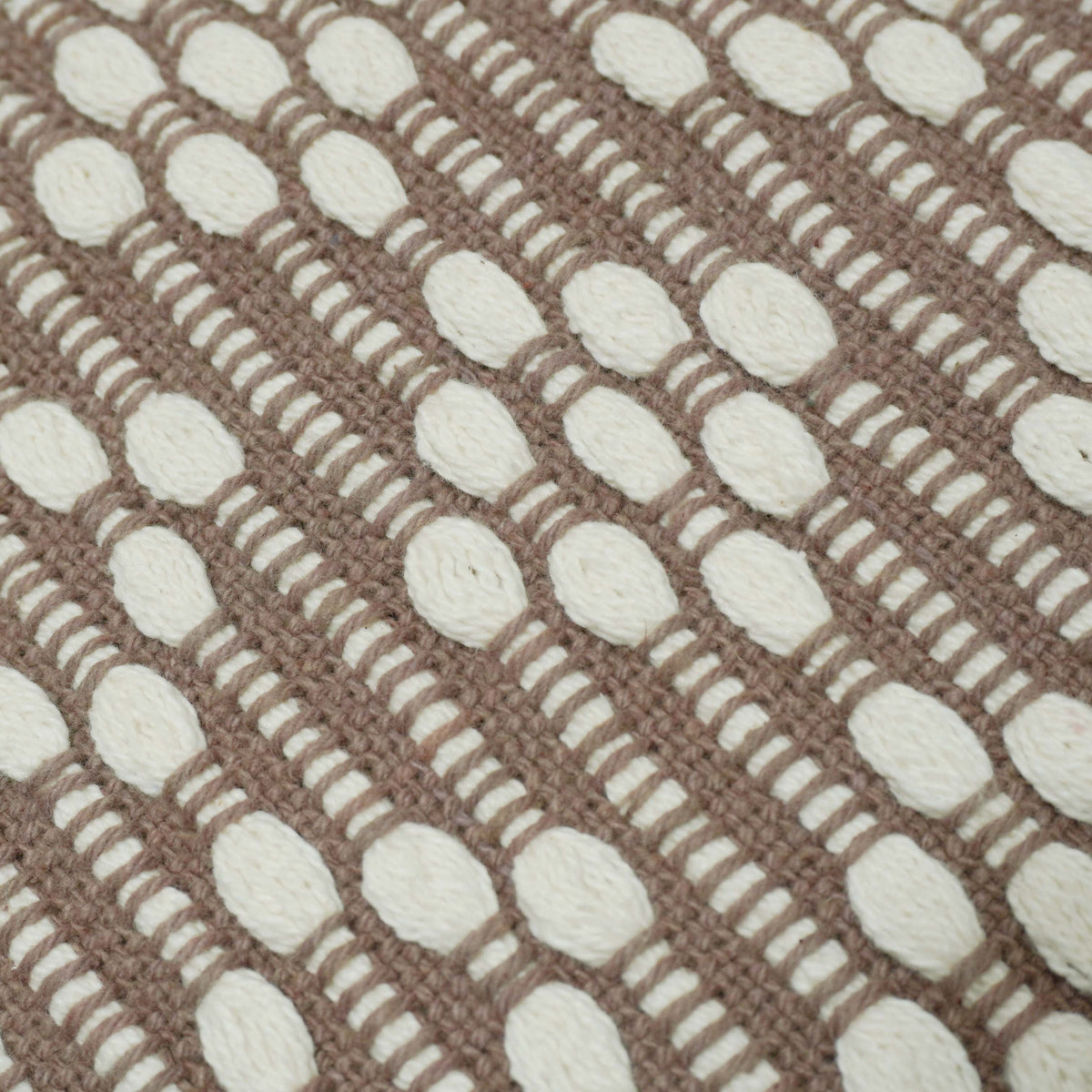 Handwoven Textured Cushion Cover – Taupe & Ivory Woven Design, 45 x 45 cm