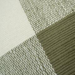 Handwoven Sage Green & Ivory Color Block Cushion Cover – 45 x 45 cm