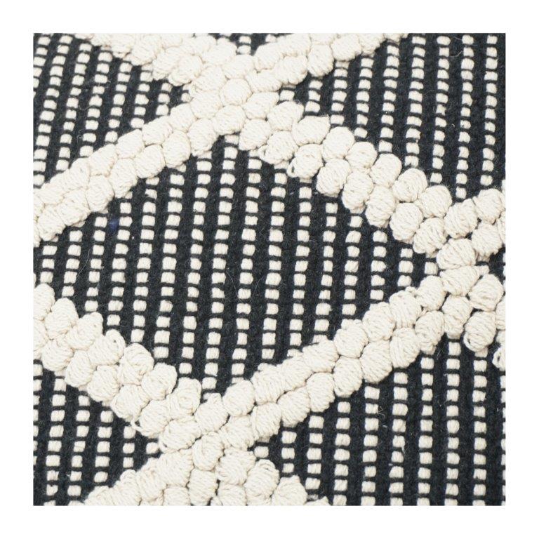 Handwoven Cotton Cushion Cover – Black & White Diamond Geometric Textured Design | Boho Modern Throw Pillow Cover (18x18 Inch)