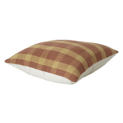 Rust & Beige Checkered Handmade Cotton Cushion Cover | Woven Plaid Pattern | Modern Rustic Home Décor | 18x18 Inch