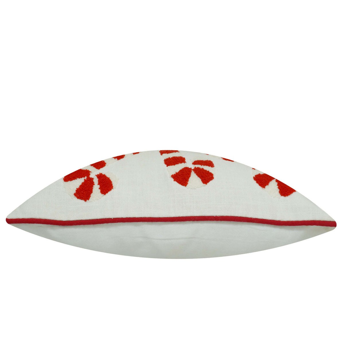 Handcrafted Tufted Cushion Cover 45x45 cm (18x18 Inches) – Abstract Botanical Leaf Pattern in Red & Cream, Textured Decorative Cushion Cover
