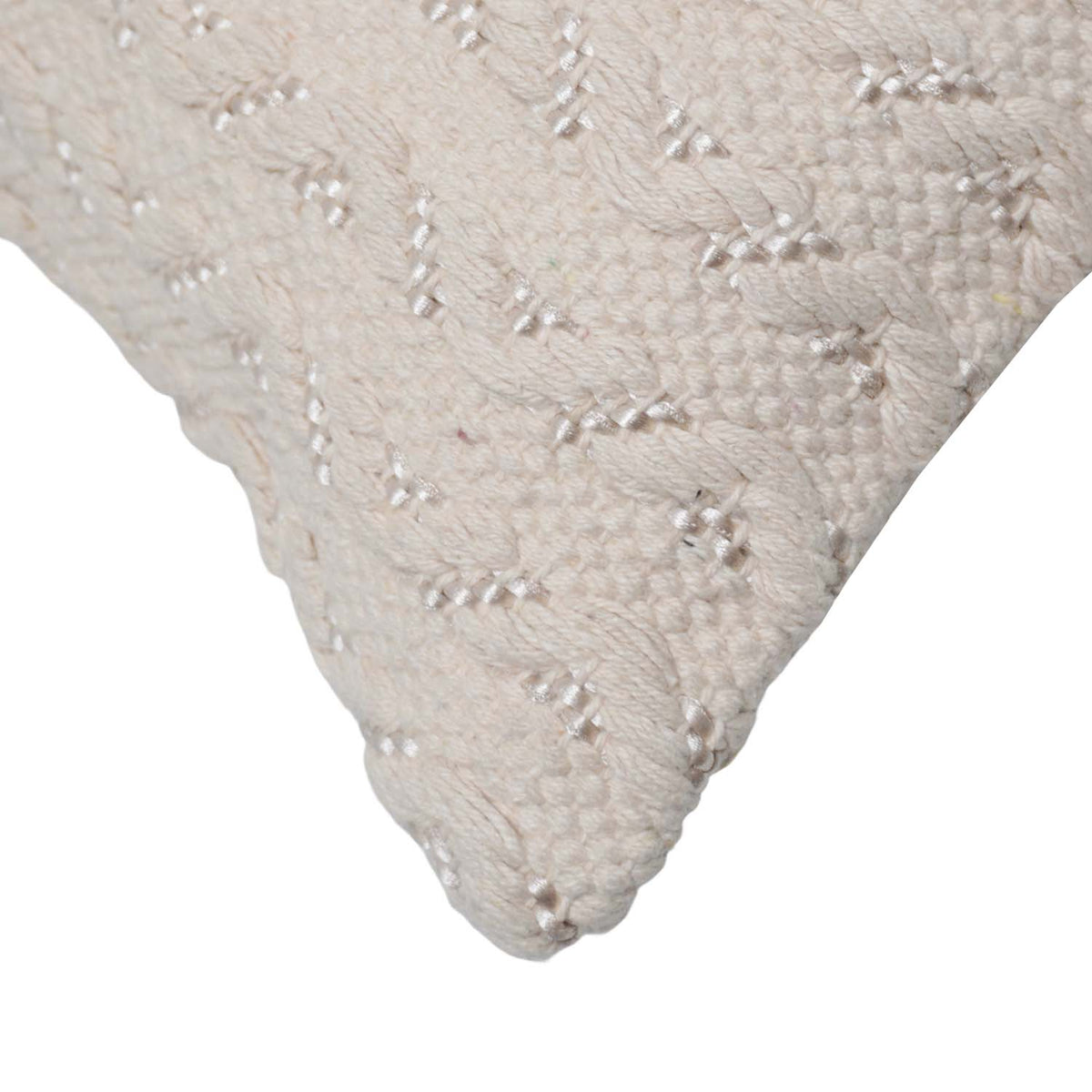Handmade Textured Cotton Cushion Cover 40x60 cm | Ivory Woven Decorative Lumbar Pillow Cover | Modern Boho Farmhouse Home Décor | Hidden Zipper - Bulk manufacturer & supplier from Panipat, India