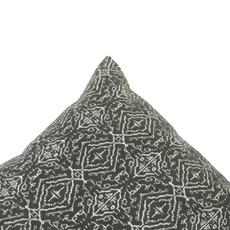 Charcoal Grey Geometric Jacquard Cotton Cushion Cover | 45x45 cm Decorative Throw Pillow Cover