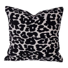 Black & White Leopard Pattern Jacquard Cotton Cushion Cover | 45x45 cm | Modern Animal Print Decorative Pillow Cover