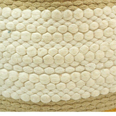 Handmade Textured Cotton Cushion Cover 45x45 cm | Tufted Boho Decorative Pillow Cover in Mustard & Ivory