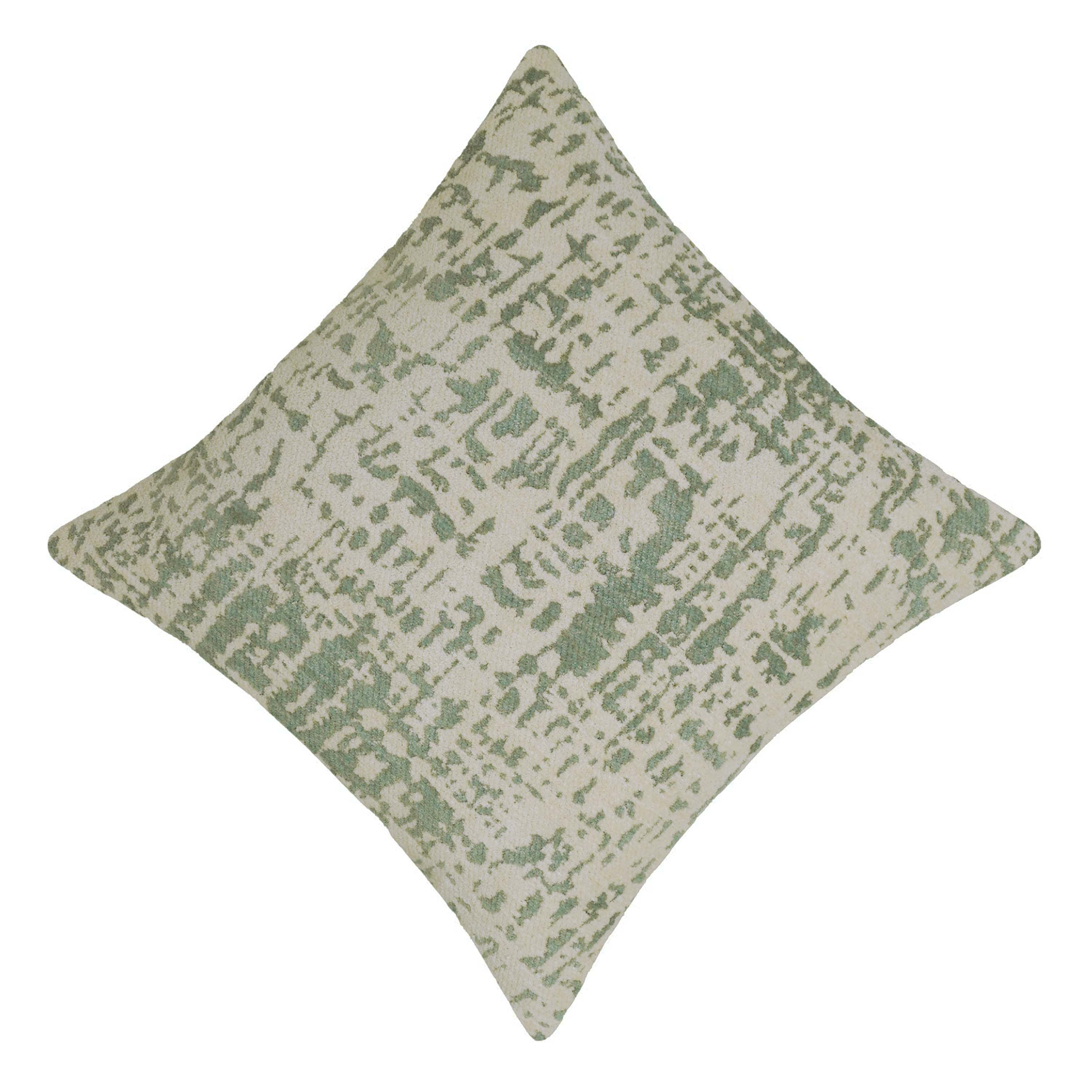 Sage green and ivory abstract jacquard cotton cushion cover 45x45 cm