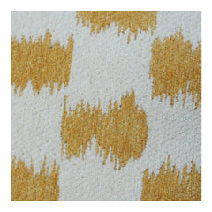 Mustard Abstract Ikat Embroidered Cotton Cushion Cover | Textured Geometric Design | 40x60 cm Lumbar Pillow Cover