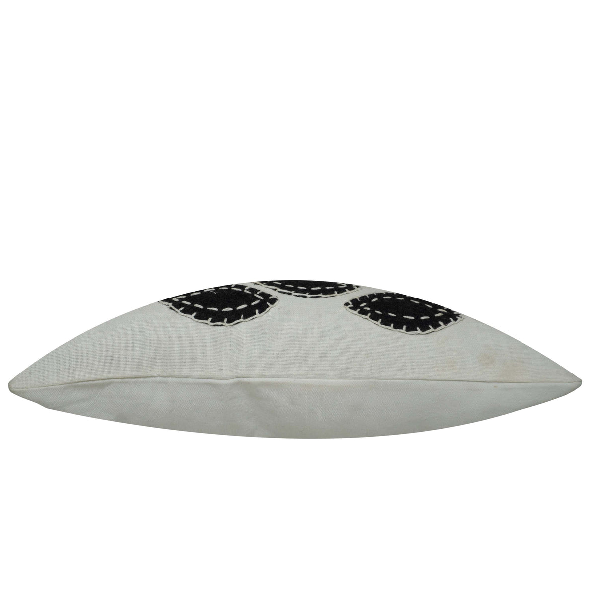 Handcrafted Embroidered Cotton Cushion Cover 45x45 cm | Modern Leaf Appliqué Design | Decorative Throw Pillow Cover with Hidden Zipper | Ivory & Black