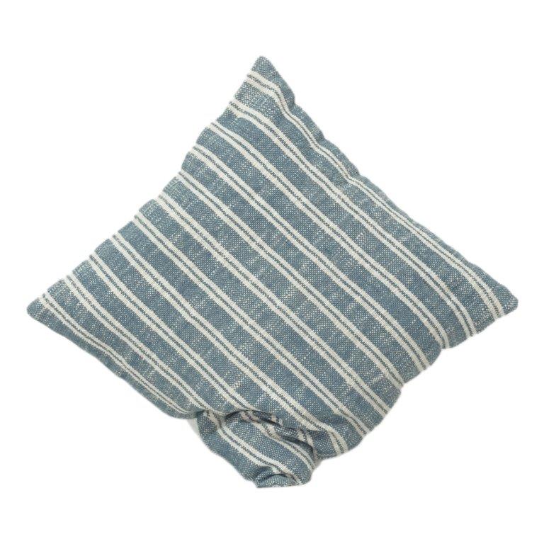 Handwoven Striped Cotton Cushion Cover 45x45 cm | Blue & White Textured Throw Pillow Cover | Modern Minimal Home Décor