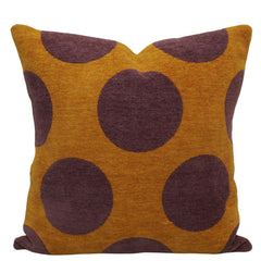 Mustard & Brown Polka-Dot Jacquard Cotton Cushion Cover 45x45 cm