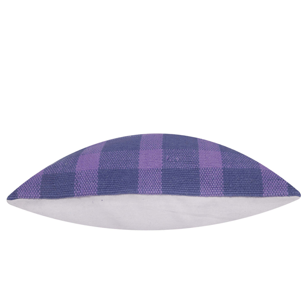 Handwoven Cotton Cushion Cover – Purple & Navy Checkered Pattern – 45 x 45 cm