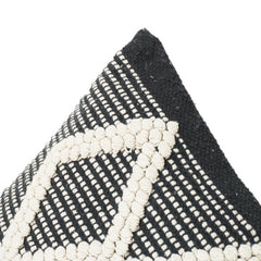 Handwoven Cotton Cushion Cover – Black & White Diamond Geometric Textured Design | Boho Modern Throw Pillow Cover (18x18 Inch)