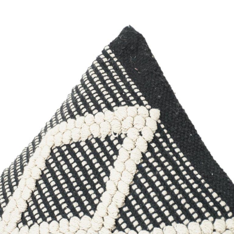 Handwoven Cotton Cushion Cover – Black & White Diamond Geometric Textured Design | Boho Modern Throw Pillow Cover (18x18 Inch)