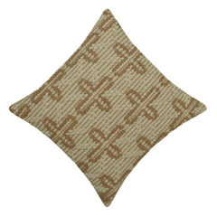 Handwoven Cotton Cushion Cover 45x45 cm | Textured Geometric Woven Design | Decorative Throw Pillow Cover | Beige & Natural | Hidden Zipper
