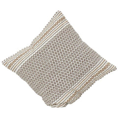 Handwoven Geometric Cotton Cushion Cover 45x45 cm | Boho Tribal Pattern | Neutral Brown & Ivory Decorative Pillow Cover