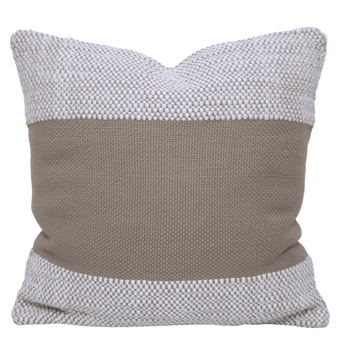 Handwoven Textured Taupe & Ivory Cushion Cover – 45 x 45 cm