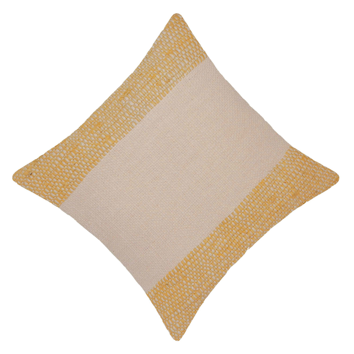 Handwoven Cotton Cushion Cover 45x45 cm | Mustard & Natural Woven Throw Pillow Cover | Textured Artisan Decorative Cushion Cover | Hidden Zipper | 18x18 Inch