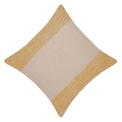Handwoven Cotton Cushion Cover 45x45 cm | Mustard & Natural Woven Throw Pillow Cover | Textured Artisan Decorative Cushion Cover | Hidden Zipper | 18x18 Inch