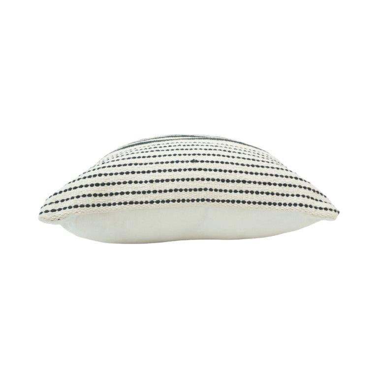 Handmade Black & White Striped Cotton Cushion Cover | Woven Boho Pillow Cover 45x45 cm - Bulk manufacturer & supplier from Panipat, India