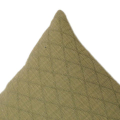 Olive Green Geometric Embroidered Cotton Cushion Cover | Textured Diamond Pattern | 18x18 Inch Decorative Pillow Case