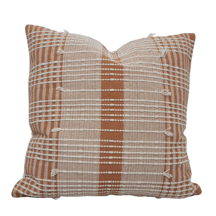Natural & Terracotta Plaid Handwoven Cotton Cushion Cover 45x45 cm