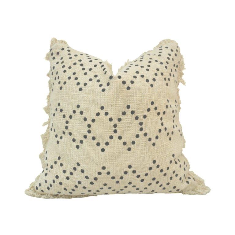 Hand Embroidered Geometric Dot Cotton Cushion Cover – 45 x 45 cm | Boho Textured Throw Pillow Cover - Bulk manufacturer & supplier from Panipat, India