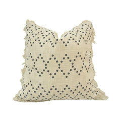Hand Embroidered Geometric Dot Cotton Cushion Cover – 45 x 45 cm | Boho Textured Throw Pillow Cover