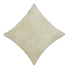 Ivory Tufted Cotton Cushion Cover 45x45 cm | Geometric Textured Boho Decorative Pillow Cover | Handmade Soft Cushion Cover with Hidden Zipper