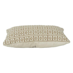 Handmade Cotton Cushion Cover 45x45 cm – Geometric Woven Pattern | Neutral Boho Décor Pillow