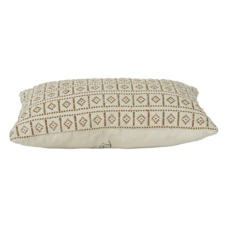 Handmade Cotton Cushion Cover 45x45 cm – Geometric Woven Pattern | Neutral Boho Décor Pillow