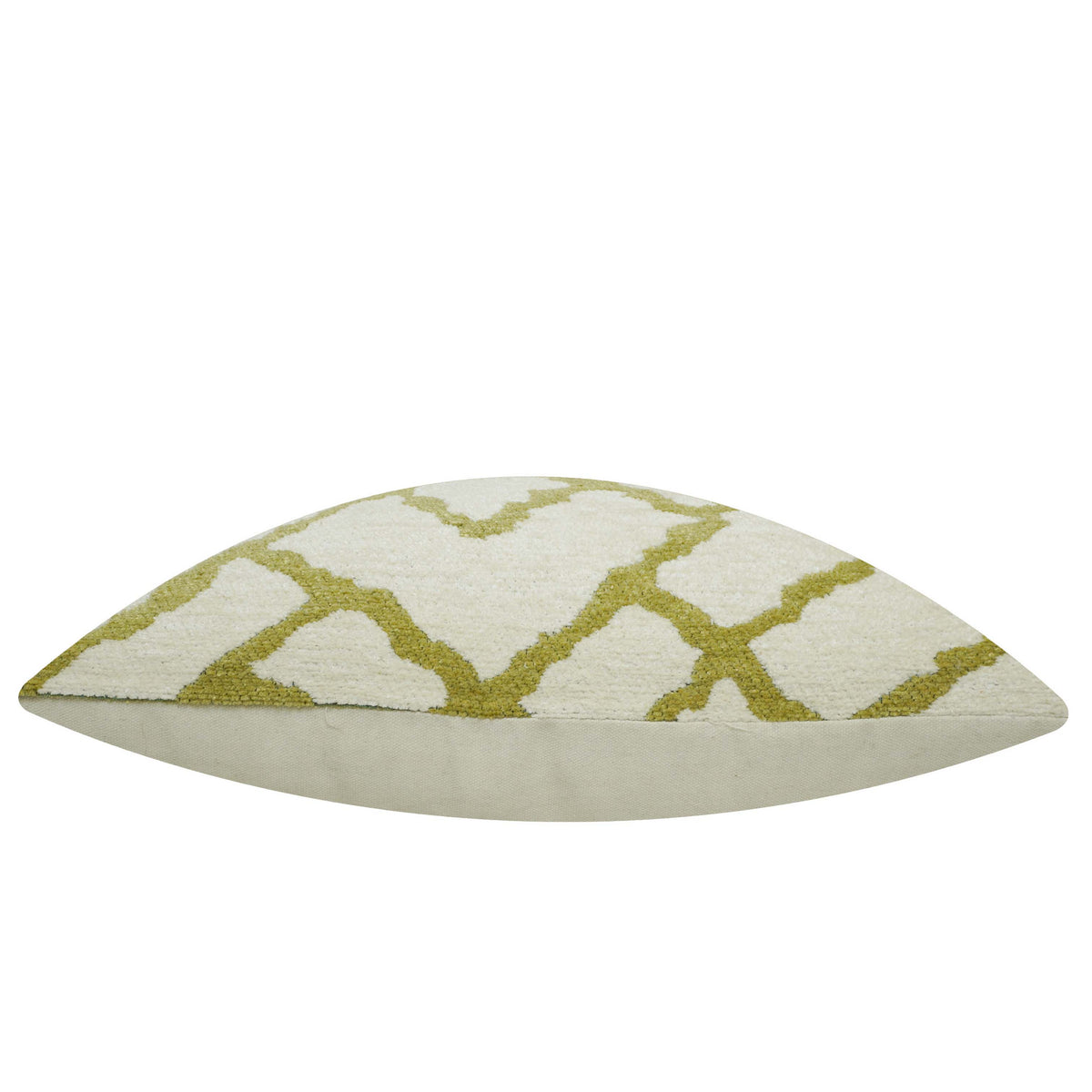 Ivory and olive green geometric jacquard cotton cushion cover 45x45 cm